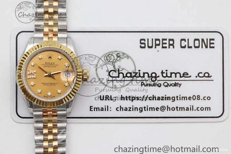 MiroTime 0420 Minimalist Datejust 28mm 279179 SS YG TWF Best Edition Gold Diamonds Markers Dial on SS YG Jubilee Bracelet NH 2141